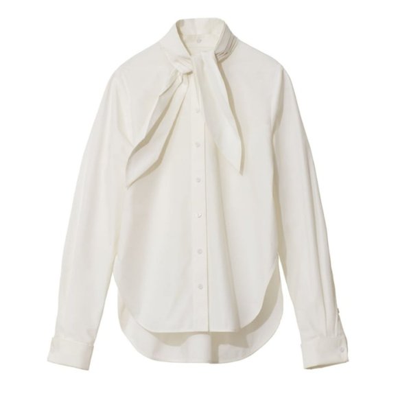 H&M Tops - H&M Studio Collection Cotton Shirt with Tie Collar